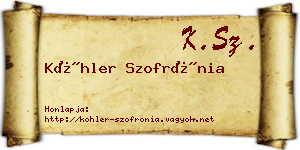 Köhler Szofrónia névjegykártya